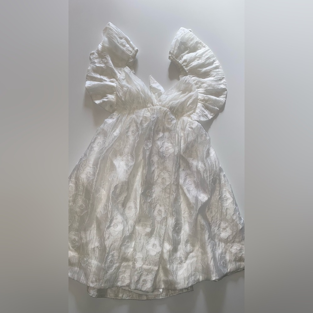 Elegant Hailey  organza White Floral Mini Dress